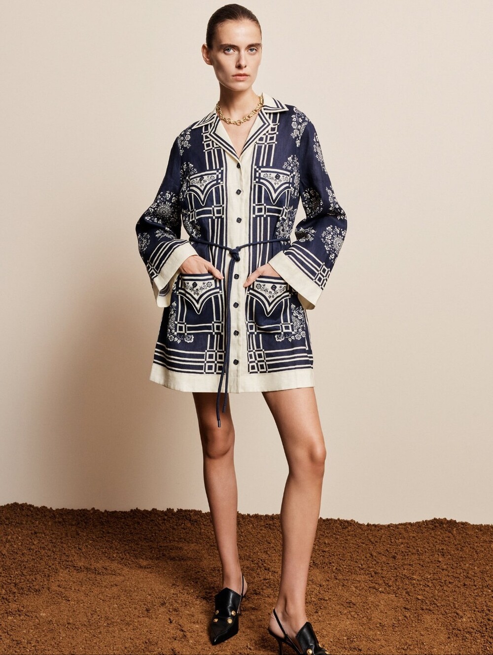 Alemais Banderra Mini Dress in Ink